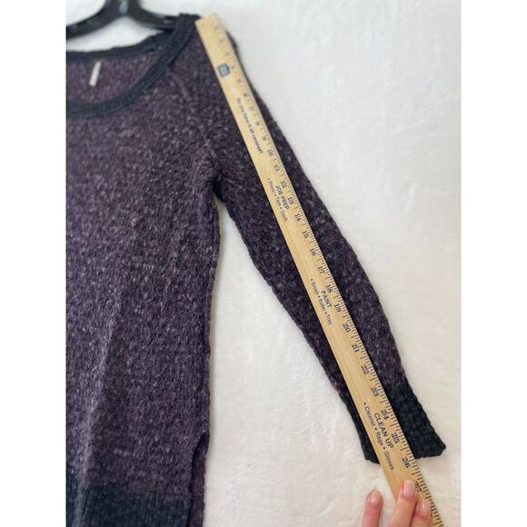 Free People Sweater Womens S Purple Gray Wool Blend Honeycomb Textured Knit - Picture 8 of 11